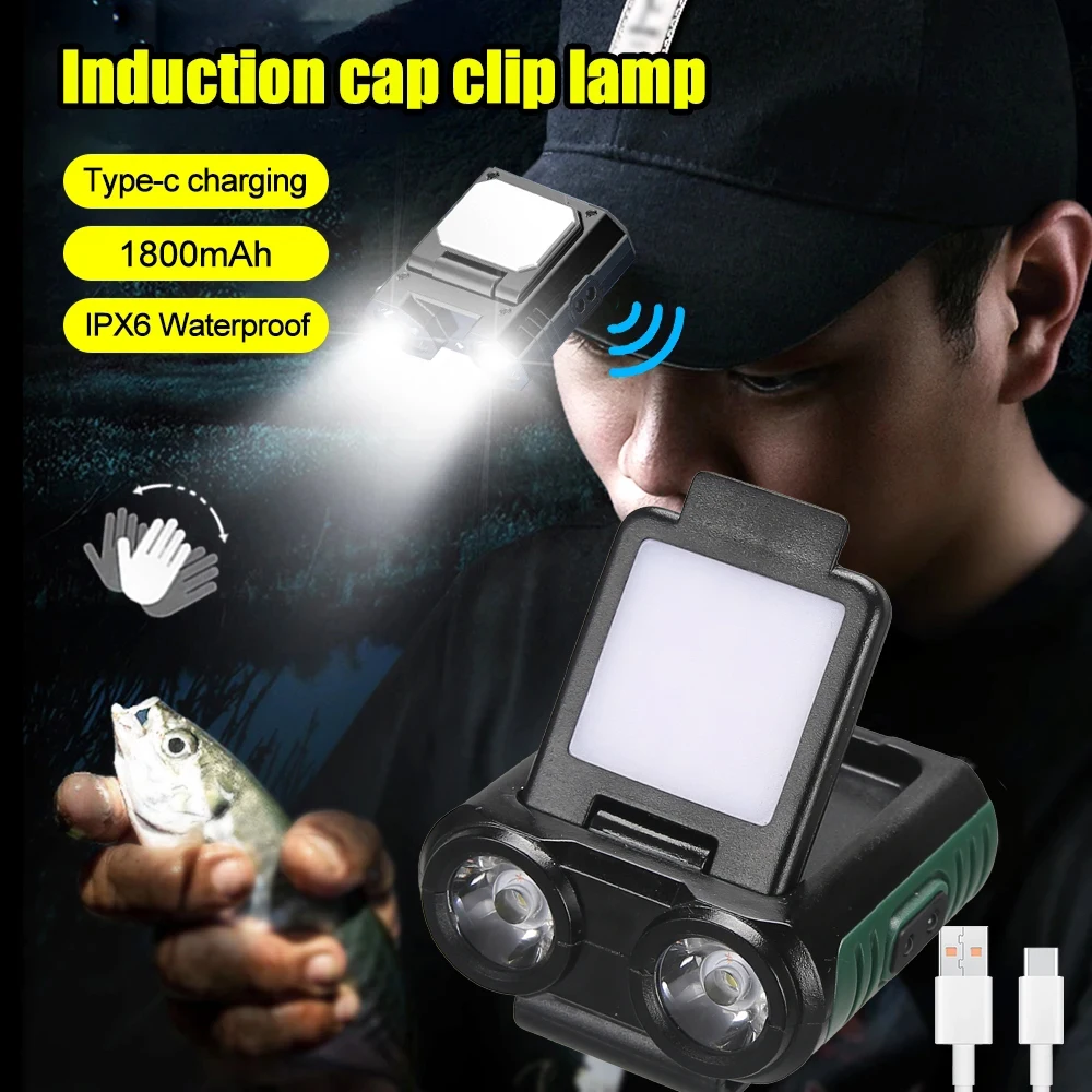 Lampe De Chapeau INHDBOX – 6 LED Cree 300 Lumens | Rechargeable USB | Rotative 180° | Étanche IPX5 | Pour Randonnée, Camping, Pêche, Lecture