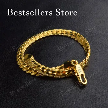 925 Sterling Silver, 18K Gold, 5mm Embossed Bracelet - Fashionable for Men and Women, Charming, Wedding Gifts and Jewelry 4
