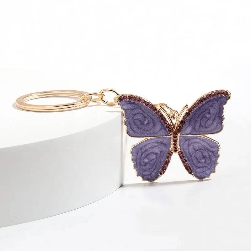 Portachiavi Personalizzato Con Iniziale E Farfalla | Ciondolo Con Nappa Viola Per Donne E Ragazze | Accessorio Borse E Zaini