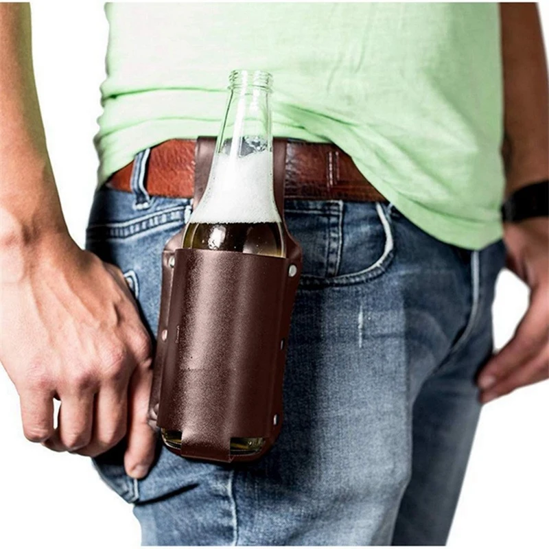 

Classic Beer Holster Great Gadget, Perfect Beer Gift For Men Of All Ages, Leather, Holster Durable Easy To Use