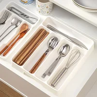 4/5 Easy Clean Compartments Cutlery Organizer Daily Drawer Divider Tray Rectangle Home Kitchen Spoon Fork Separation Boxes 2