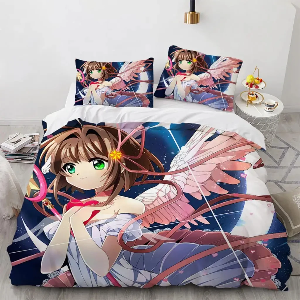 Anime Cardcaptor Sakura Bedding Set Boys Girls Twin Queen Size Duvet Cover Pillowcase Bed Kids Adult Fashion Home Textileextile