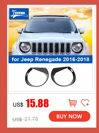 ABS Auto Frontgrill Scheinwerfer Dekoration Ring Rücklicht Rücklicht  Abdeckung Aufkleber für Jeep Renegade 2016-2018 Up Auto Außenzubehör,  Schwarz –