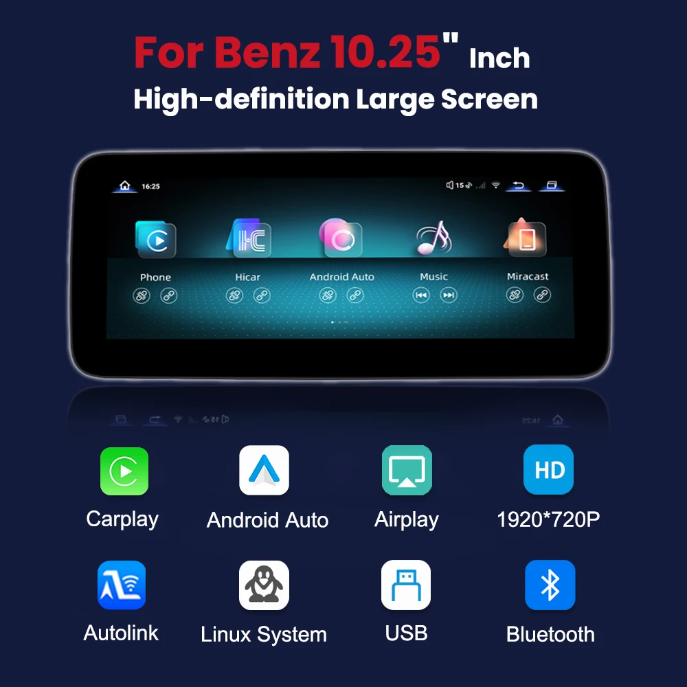 10.25“ Wireless CarPlay Android Auto Car Radio Multimedia For Mercedes Benz B Class W245 W246 2011-2018 NTG4.5 NTG5.0 BT Stereo 2