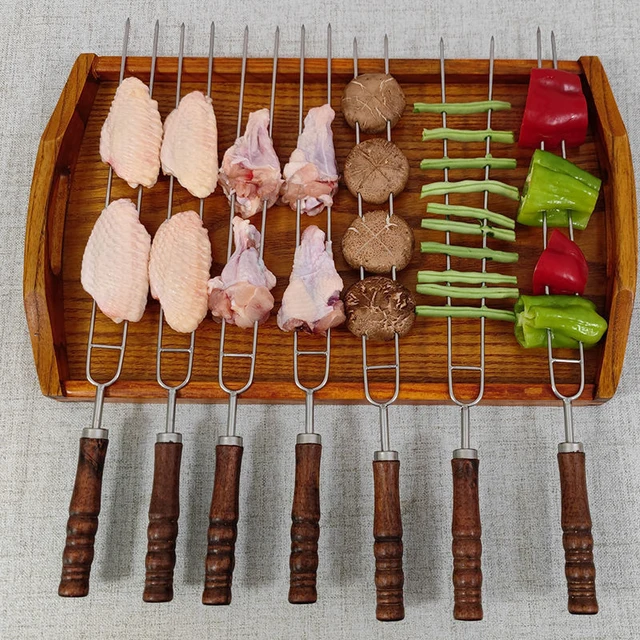 C2 5Db Pörkölt Villák Táskával Kemping Hot Dog Syewers Bbq Hordozható Barbecue Kültéri Szerszám Dls Grill Kiegészítők