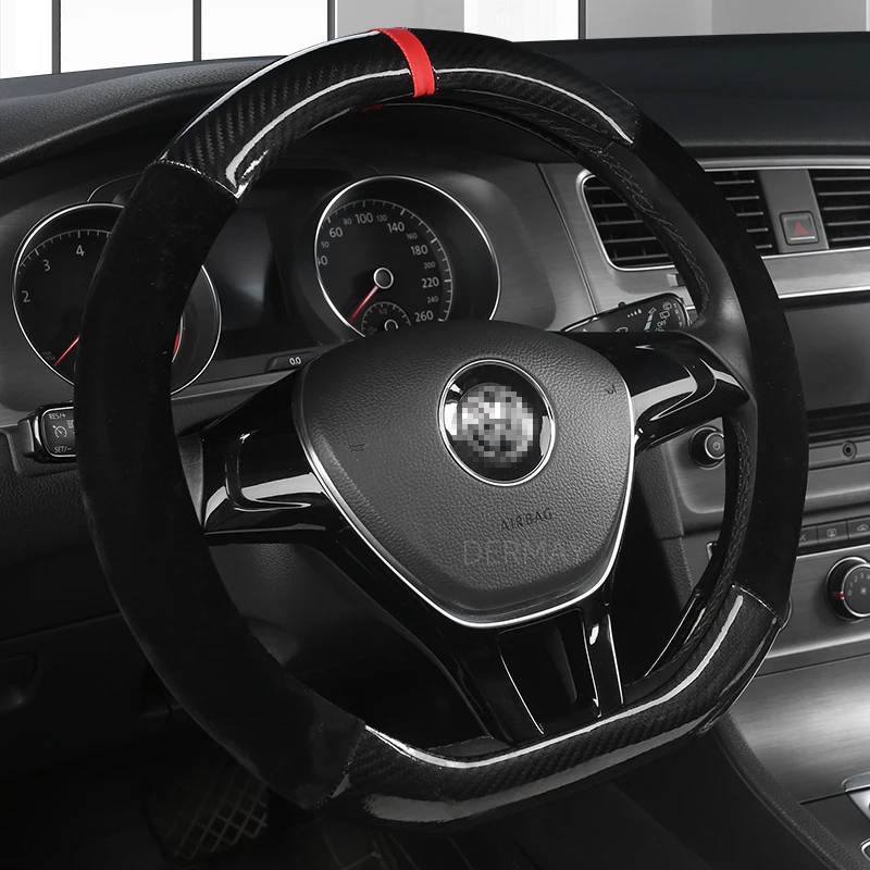 

Чехол рулевого колеса автомобиля углеродное волокно для VW GOLF 7 2015 POLO JATTA Passat Tiguan для Nissan Qashqai J11 X-trail T32 2015- 2021