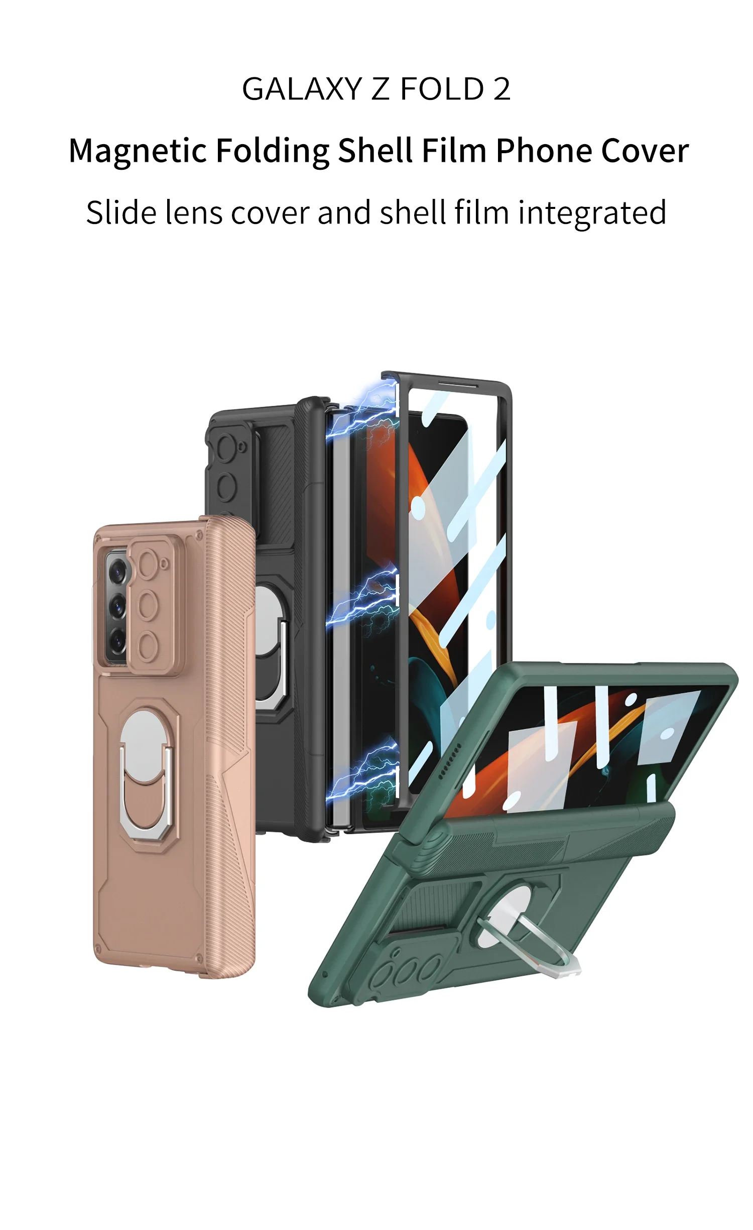Magnetic Hinge Armor Plastic Case For Samsung Galaxy Z Fold 2 Outer Glass Protec