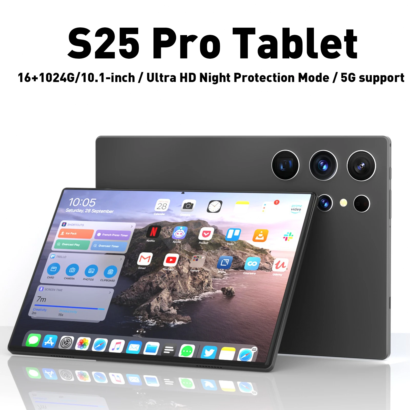 تابلت شبيه الجلاكسي S25 Pro 10.1 بوصة 4K شاشة كامل...