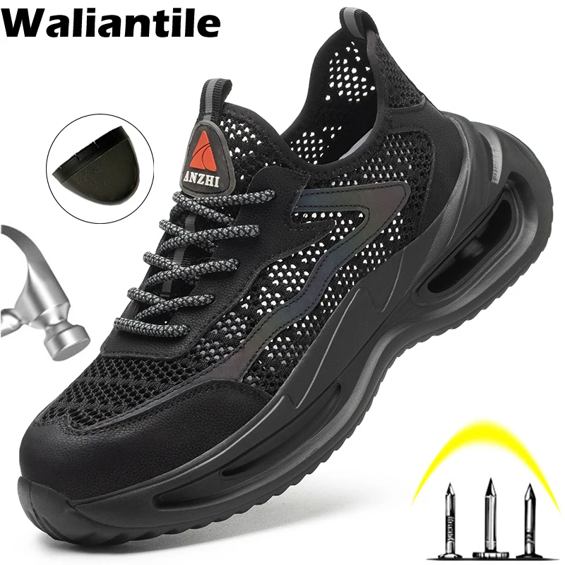 WaliantileSummerSafetyShoesForMenConstructionWorkAntismashing