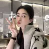 Double-Sided Cashmere Scarf for Women in Red Li Xiaolu Floral Design Warm Winter Wrap Scarf Versatile Fashion Accessory