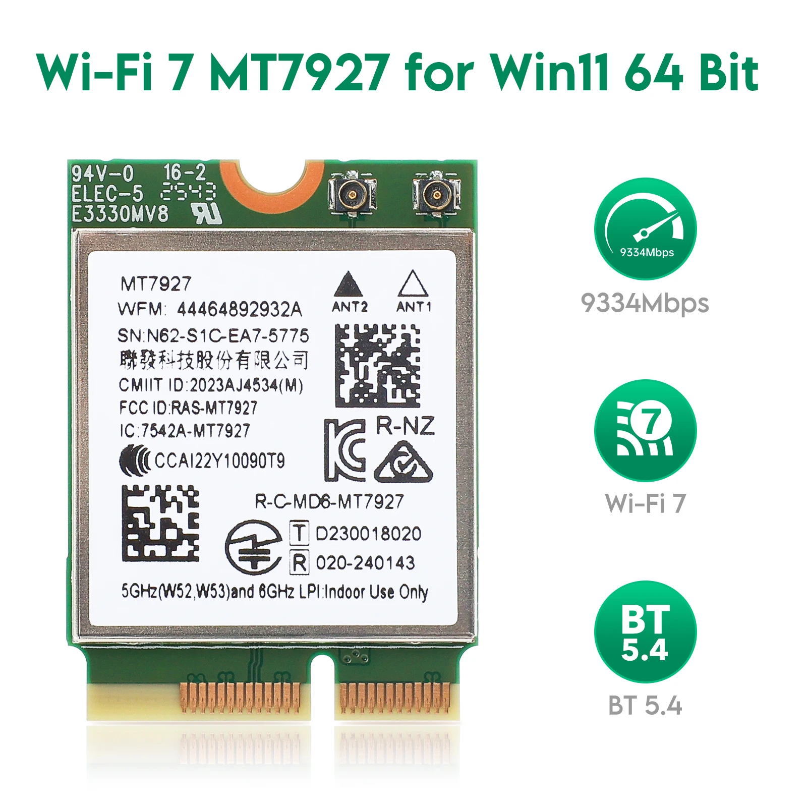 EDUP MT7927 WiFi 7 트라이 밴드 무선 어댑터 24G 5G 6G 블루투스..