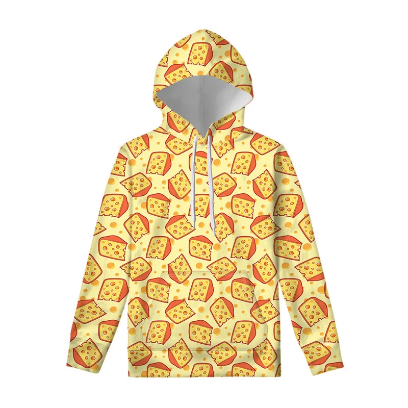 thumbnail image 1 of Sudadera con capucha con estampado 3D de queso de dibujos animados para hombres, ropa para niños, sudadera fresca de primavera y otoño, jersey de manga larga, sudaderas casuales con capucha, 1 of 4