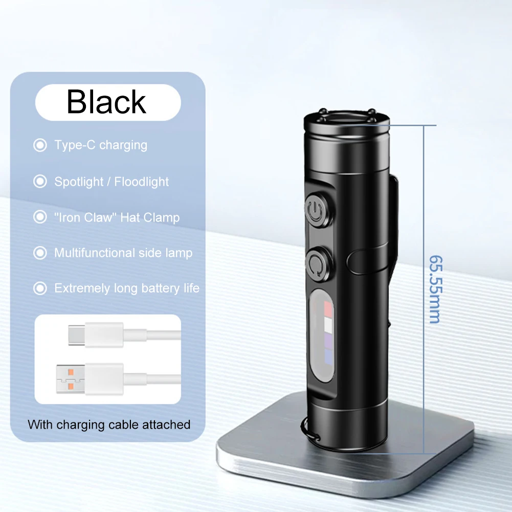 Rechargeable LED Tactical Torch Waterproof Mini Pocket Torch with 3 Modes LED Tactical Flashlight for Camping Outdoor and Hiking