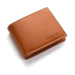 Sleek Leather Bifold Men's Wallet with Coin Pocket (Light brown)