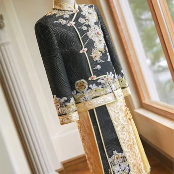 New Chinese-style wedding dress for men large-sized dragon and phoenix jackets