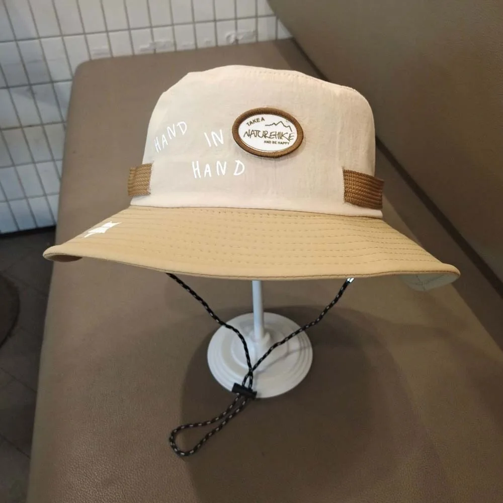 Breathable Children Fisherman Hat Korean Style Letter Embroidery Kids Bucket Cap Comfortable Windproof Rope Quick-dry Sun Hat
