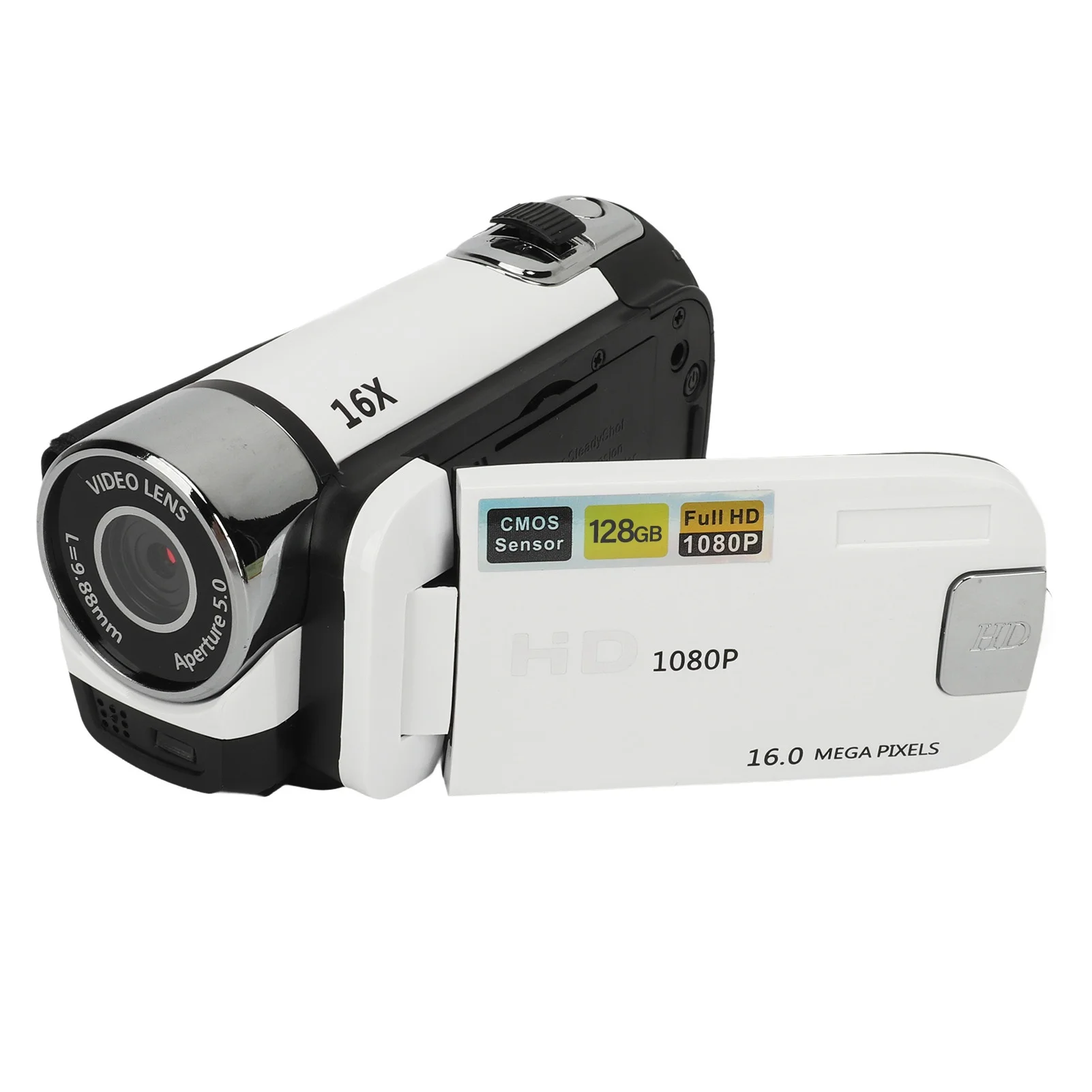 D90 1080P 16MP 디지털 카메라 2.4인치 회전식 스크린 캠코더 16배 줌 HD 비디오 레코더 (보조광 포함)