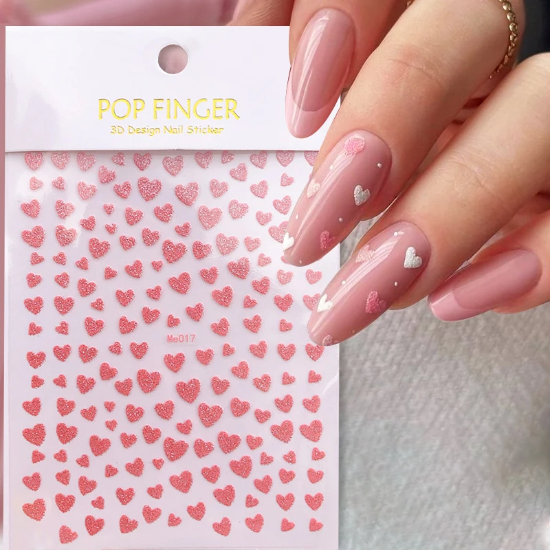 1PC Nail Stickers 3D Nail Stickers Black Heart Love Self-Adhesive Slider Letters Nail Art Decorations Stars Decals Manicure Accessories
