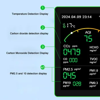 WiFi 15 in 1 Air Quality Detector CO/CO2/HCHO/TVOC/ Air Quality Tester 4
