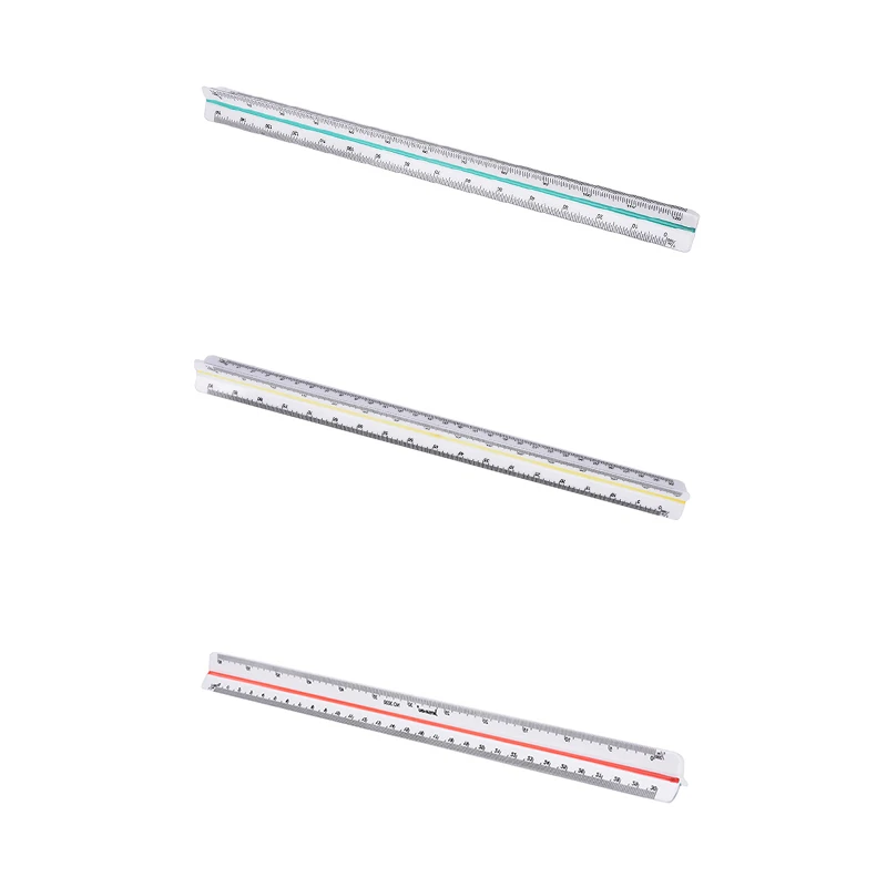 300mm 1:100~1:500 Triangular Metric Scale Ruler For Engineer 12.6