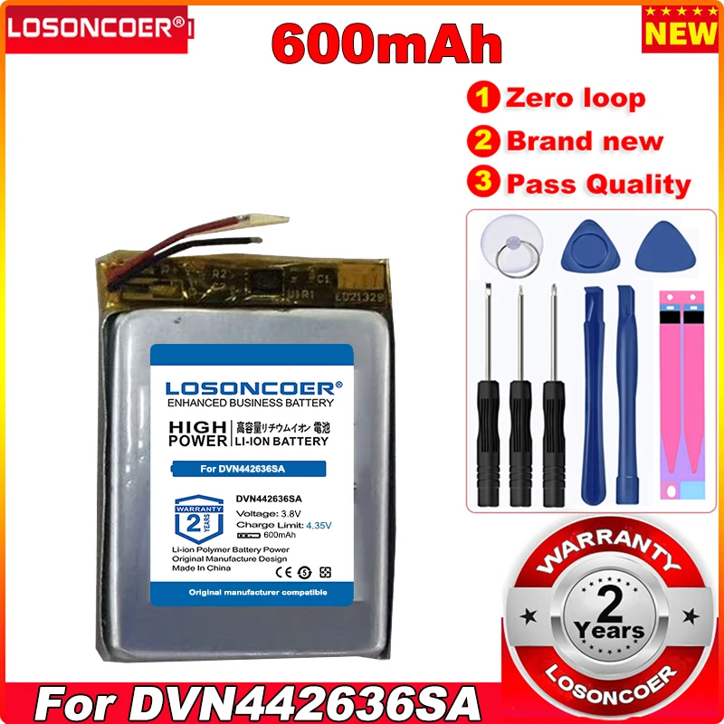 

LOSONCOER 0 Cycle 100% New 600mAh DVN442636SA Batteries for DVN442636SA Watch Battery