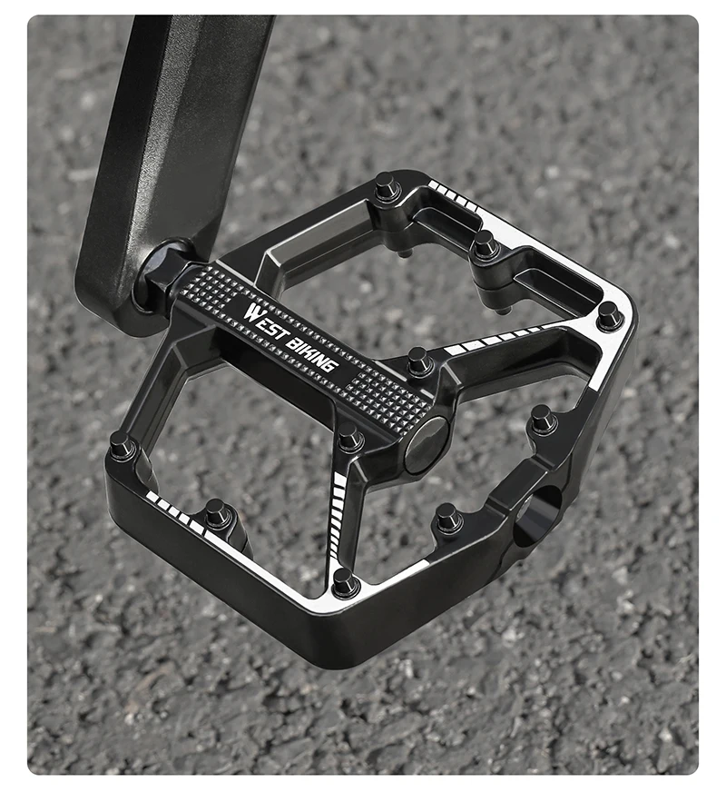WEST BIKING MTB Rutschfeste Breite Fahrradpedale aus Langlebiger Aluminiumlegierung mit 9/16 Zoll DU-Buchsen für Mountainbike- und Citybike-Teile – Detail 16