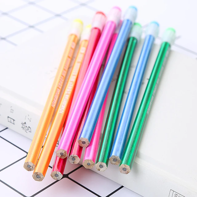 10pcs/St Random Mixed Color Hb Pencils For Drawing, Student'S Gift,  Christmas Stationery