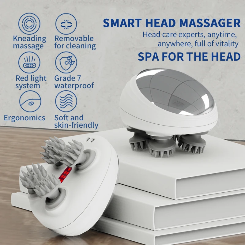 Electric Head Scalp Massager for Hair Growth Stress Relax with 4 Massage Heads Body Massager Health Care Relax Shoulder Neck