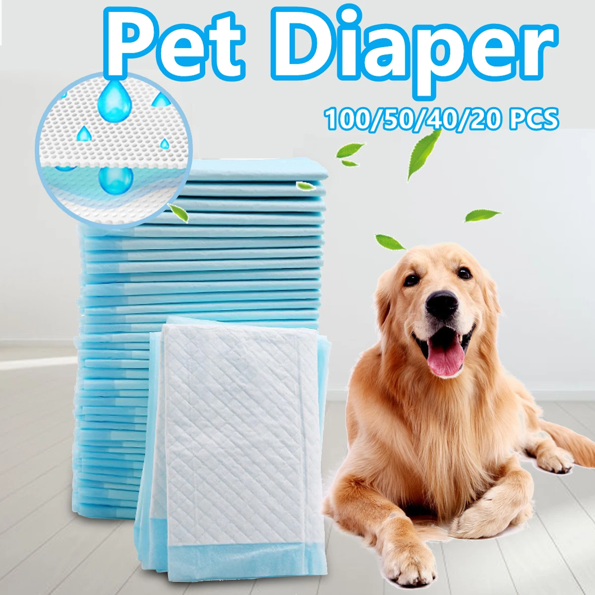 Per Puppy Pet 100/50/40/20 Pcs Premium Dog Training Pee Pads Tappetino Per Pannolini Ultra Assorbente Tappetino Usa E Getta Inodore
