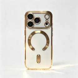 Sleek Magnetic Clear Soft Cover with Wireless Charging for Business Professionals (Gold)