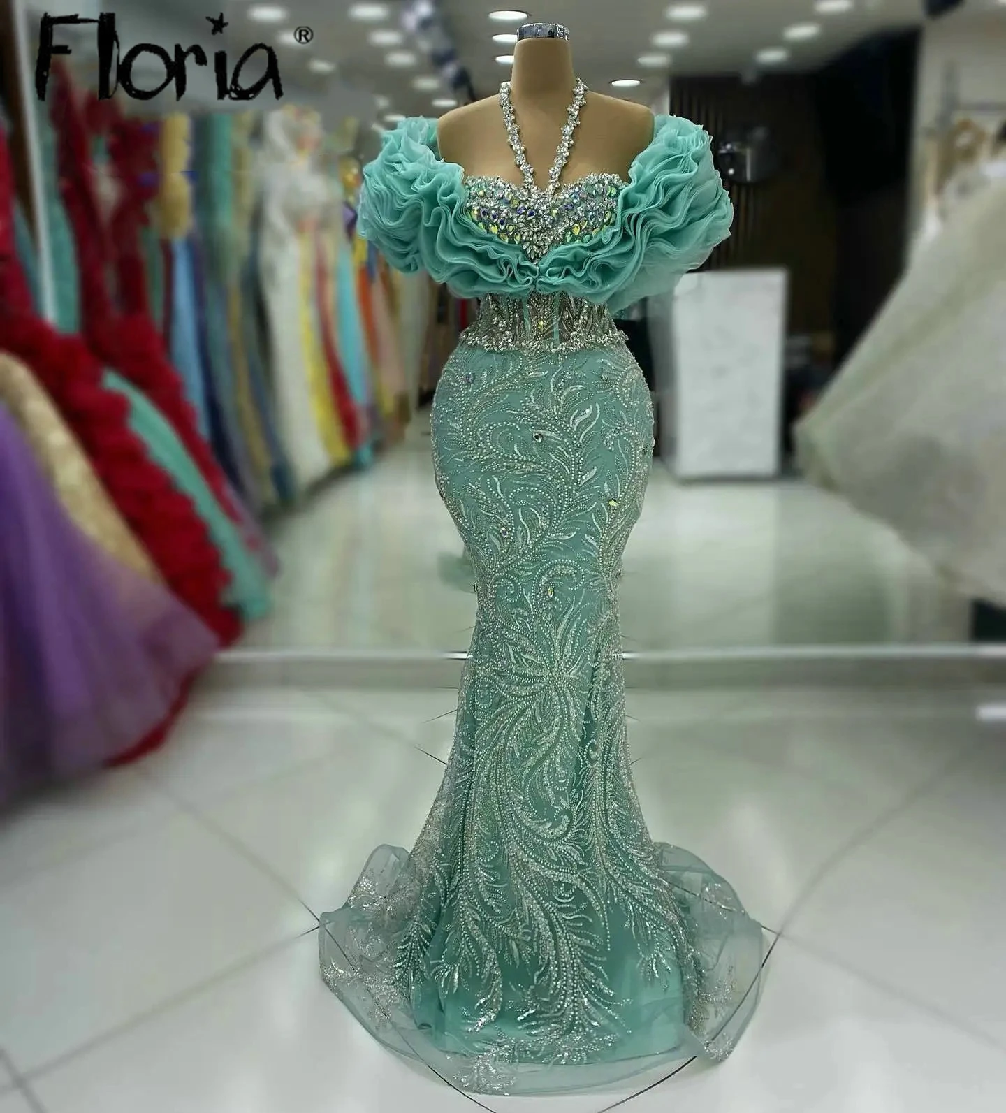green emerald velvet dress Beautiful Plus Size V neck Mint Green Tulle Lace Applique Prom Dress