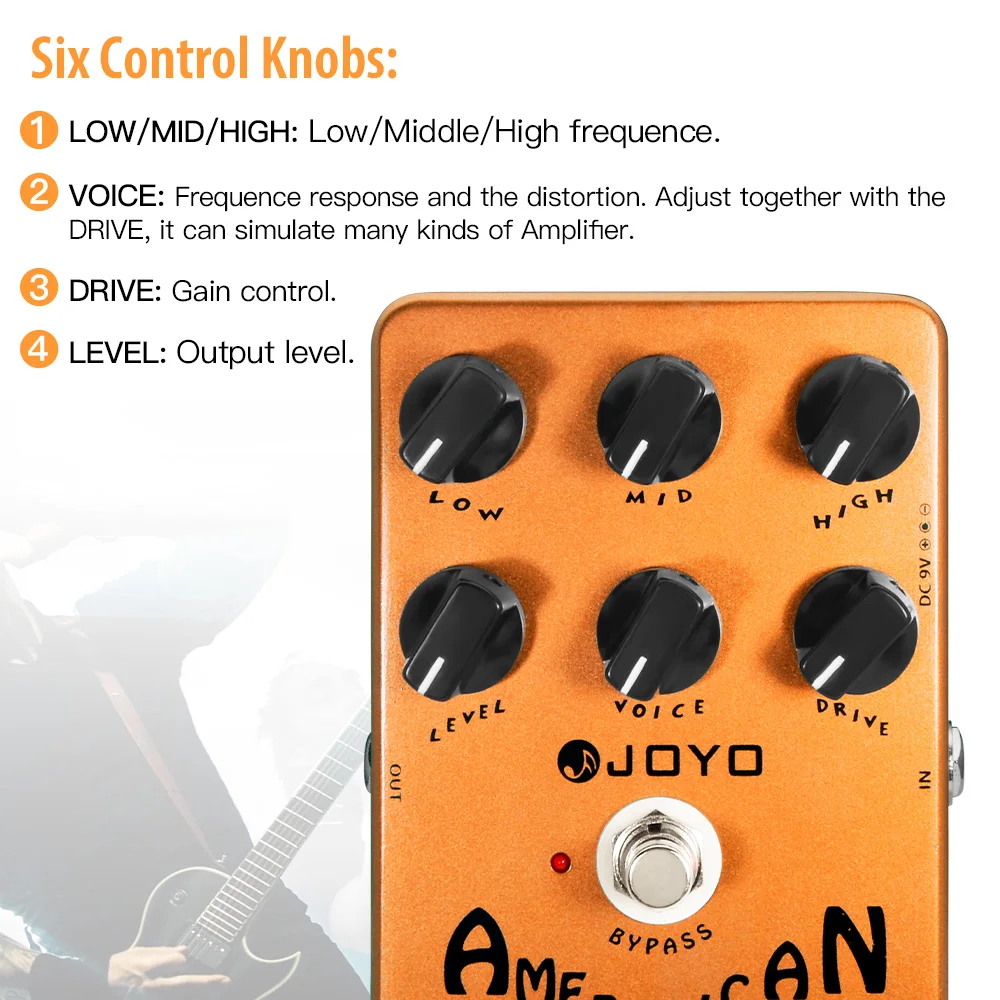JF-14 AMERICAN SOUND Overdrive Guitar Pedal Features 3 Band EQ Simulation the Cl