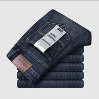 Wthinlee New Business Men's Jeans Casual Straight Stretch Fashion Classic Blue Black Work Denim Pant Trousers Male  Clothing 2