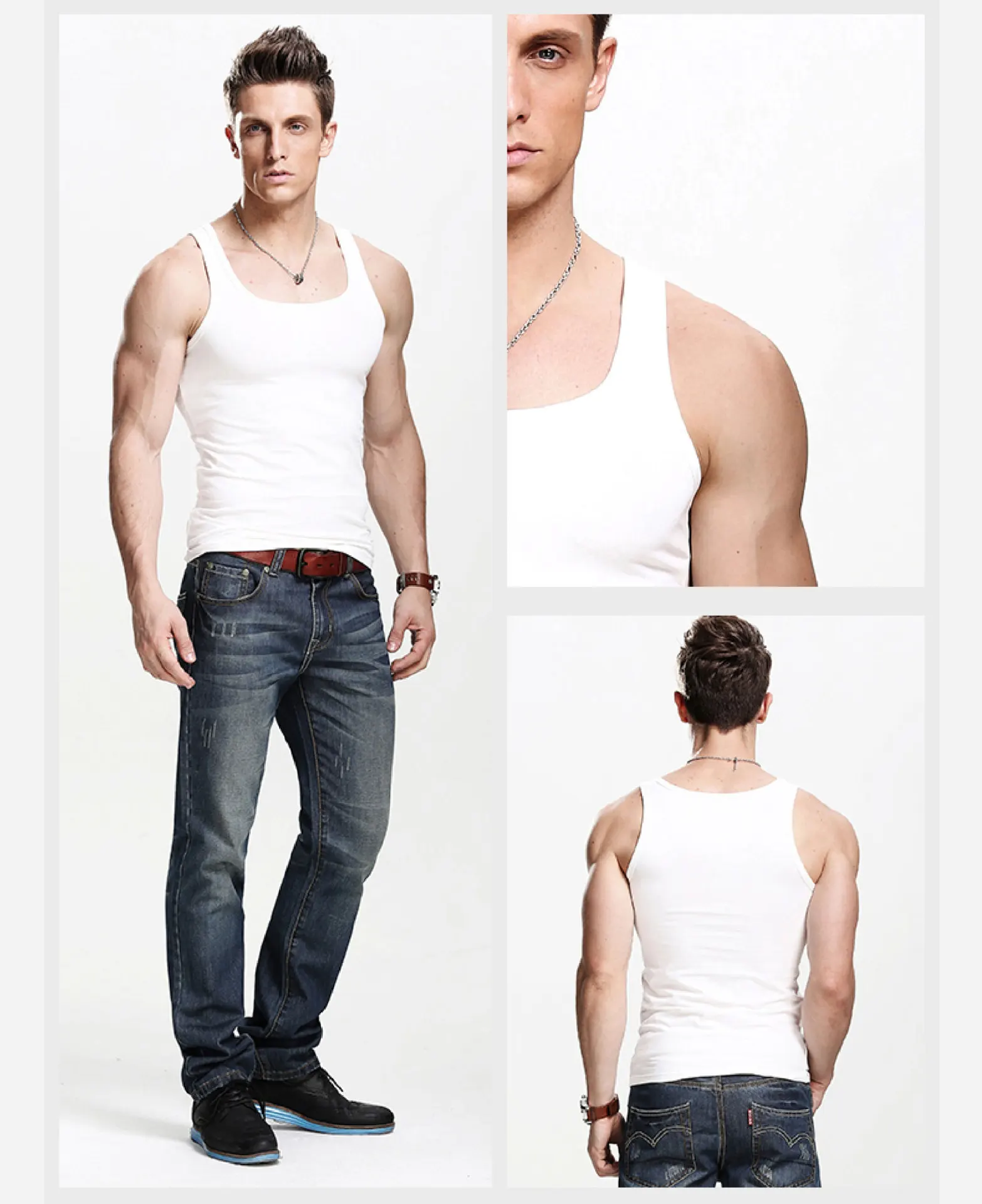 

2023 New Summer Men's Clothing Tank Top Solid Color Single Piece Sleeveless Fitness Tank Top Casual Fitness Tank Top New Style