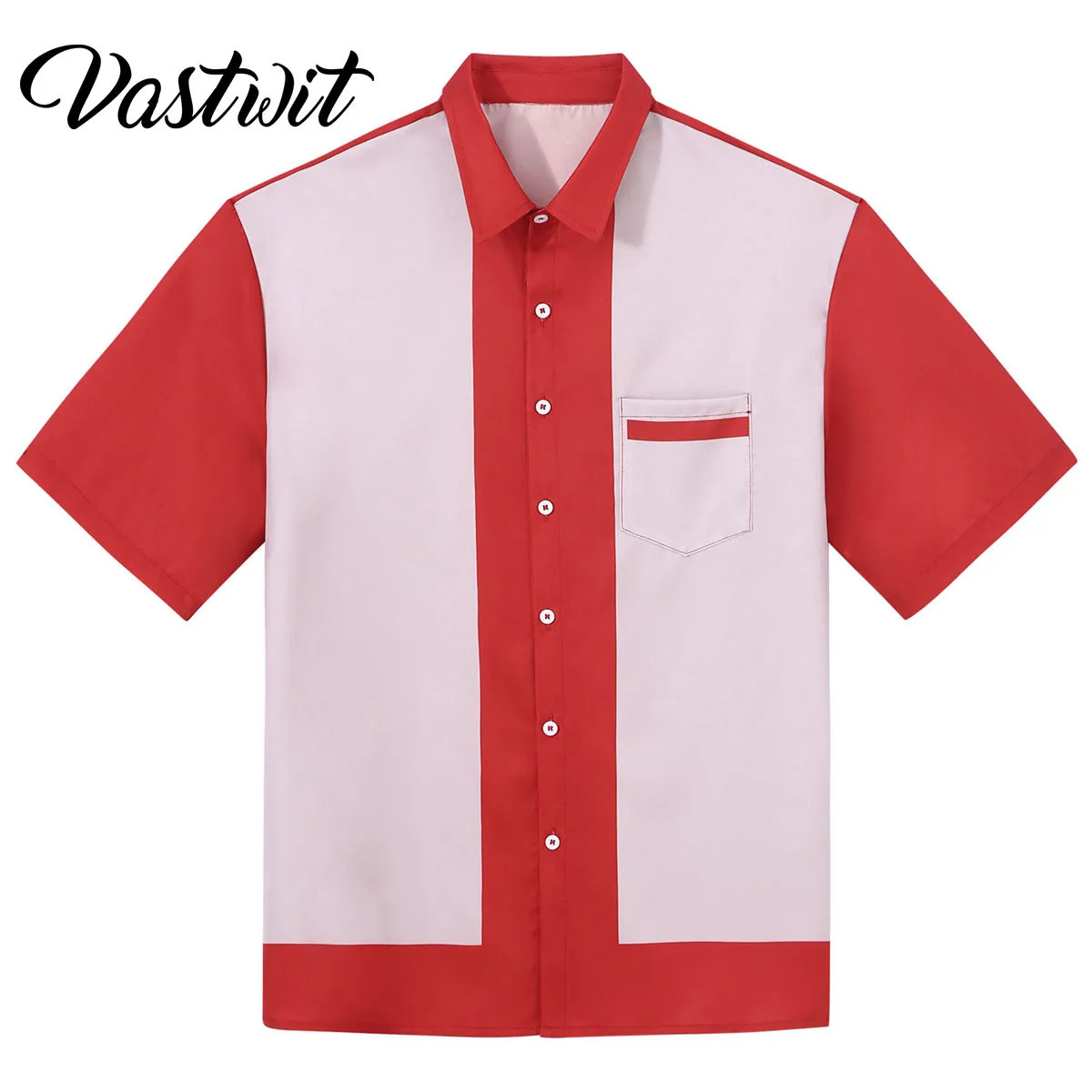 

Mens Fashion Loose Casual Shirt Button Down Bowling Shirt Cuban Style Short Sleeves Turn-Down Collar Retro Fifties Camp Shirt