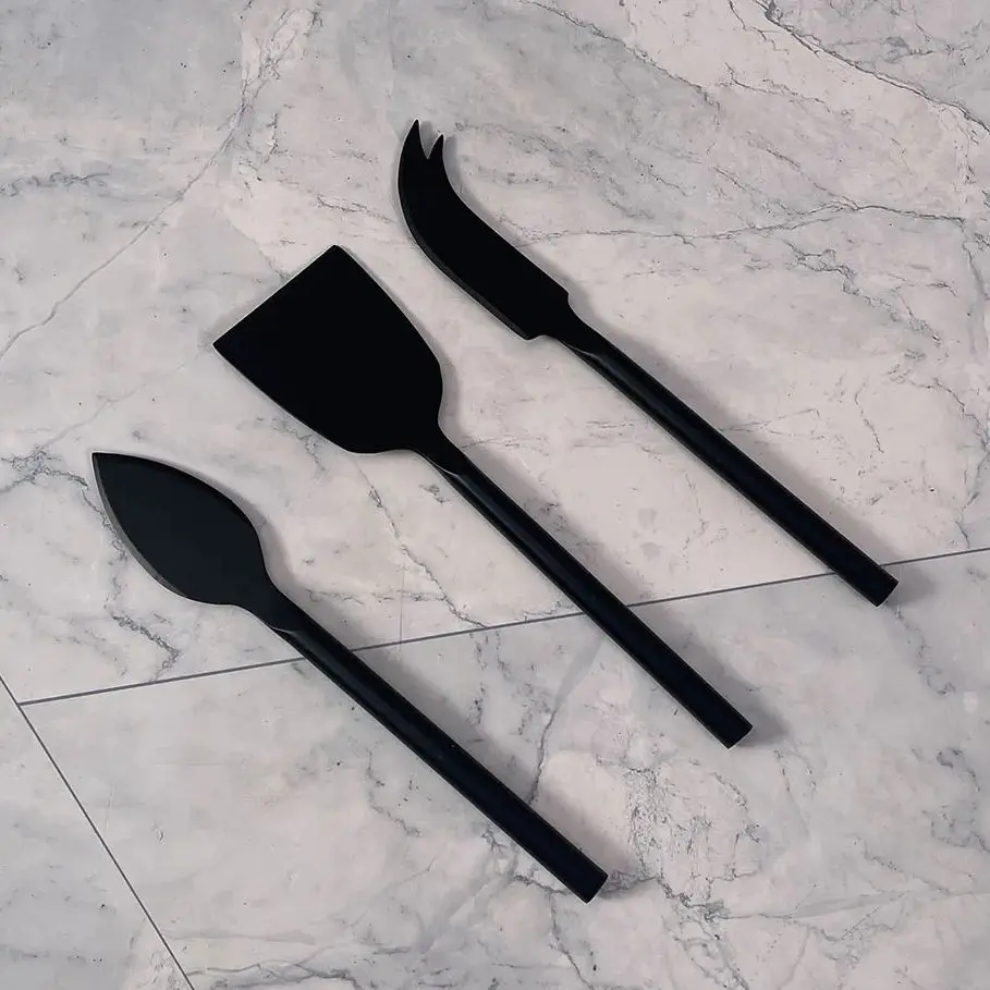Jaswehome 3pcs Cheese Knives Set Full Stainless Steel Fork Tipped Spear Flat Cheese Knife Small Spade Butter Cutter Tools