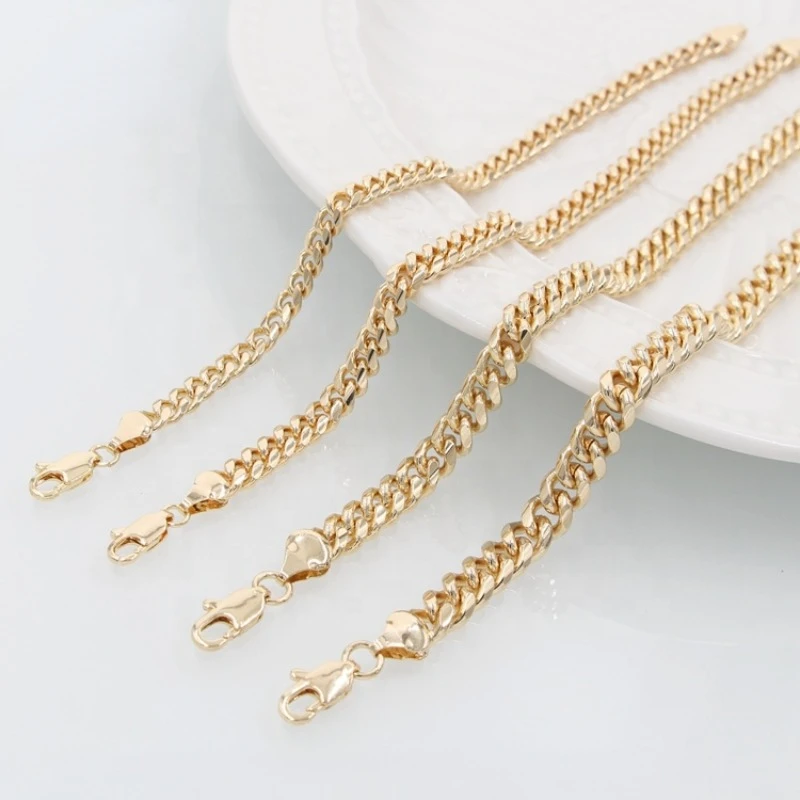 Luck Fashion Classic Ottone Placcato Oro 14K 18K Oro Laminado Catena Cubana Hip Hop Uomini E Donne Braccialetto Gioielli Festa Regalo
