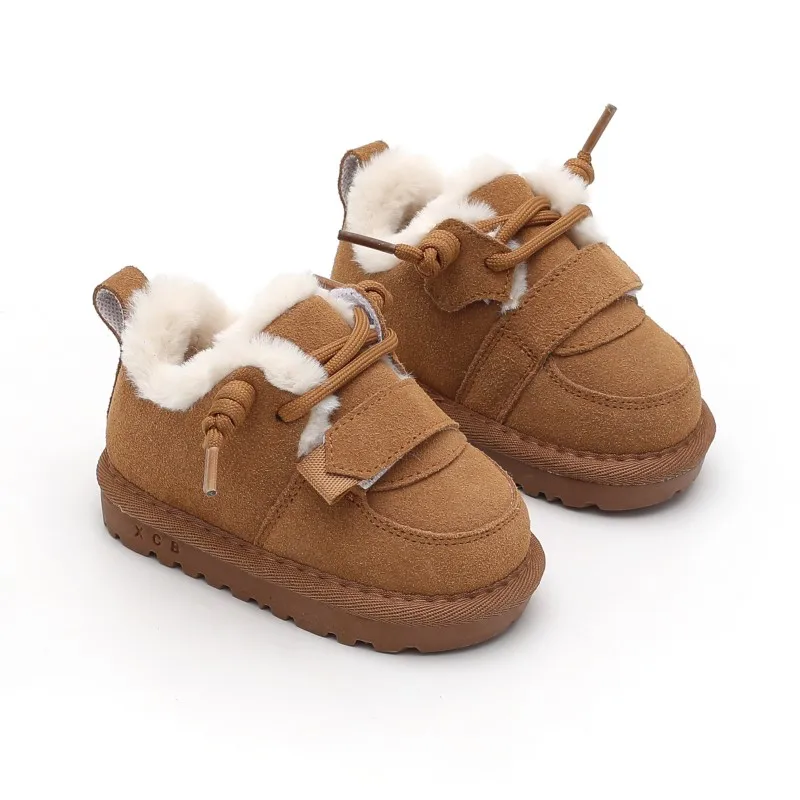 Winter Baby Snow Boots Leather Warm Plush Boys Girls Soft Sole