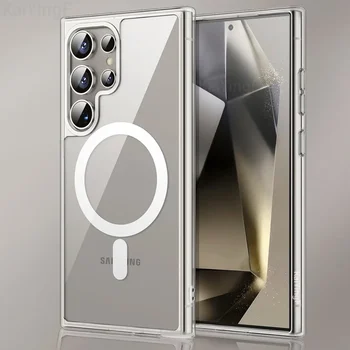 Transparent For Magsafe Case For Samsung Galaxy S25 S24 S23 FE S22 S21 Ultra Plus Wireless Charging Shockproof Clear Cover 1