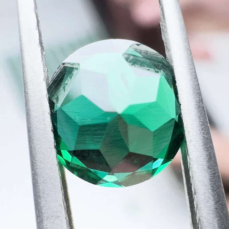 Lab Grown Zambian Emeralds Round Shape Hydrothermal Hand Cutting With Cracks Inclusions Inside Selectable AGL Certificate