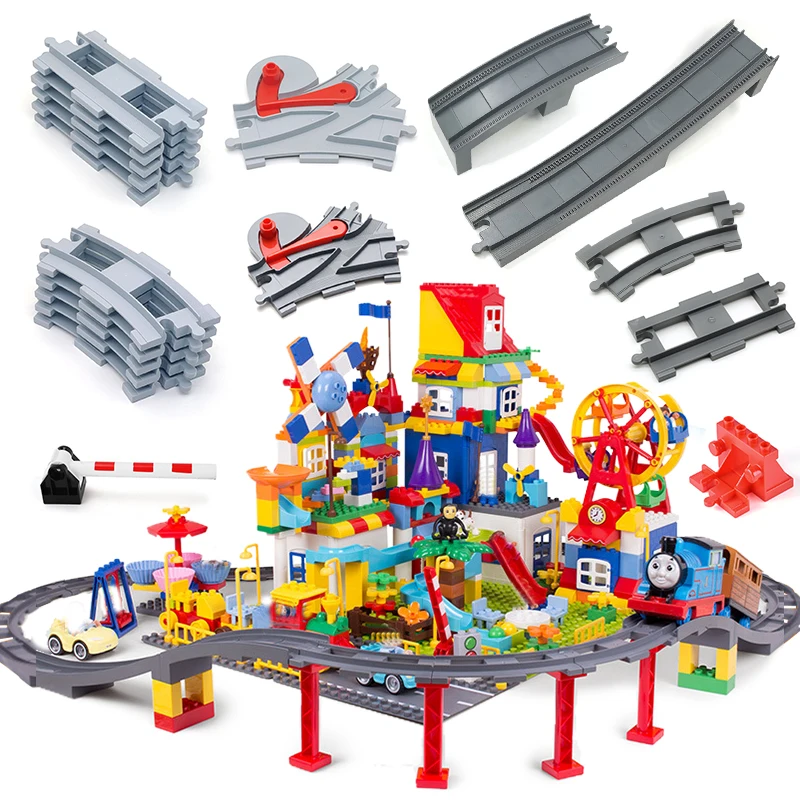 Big Size Building Block Train Tracks Traffic Straight Track Rail