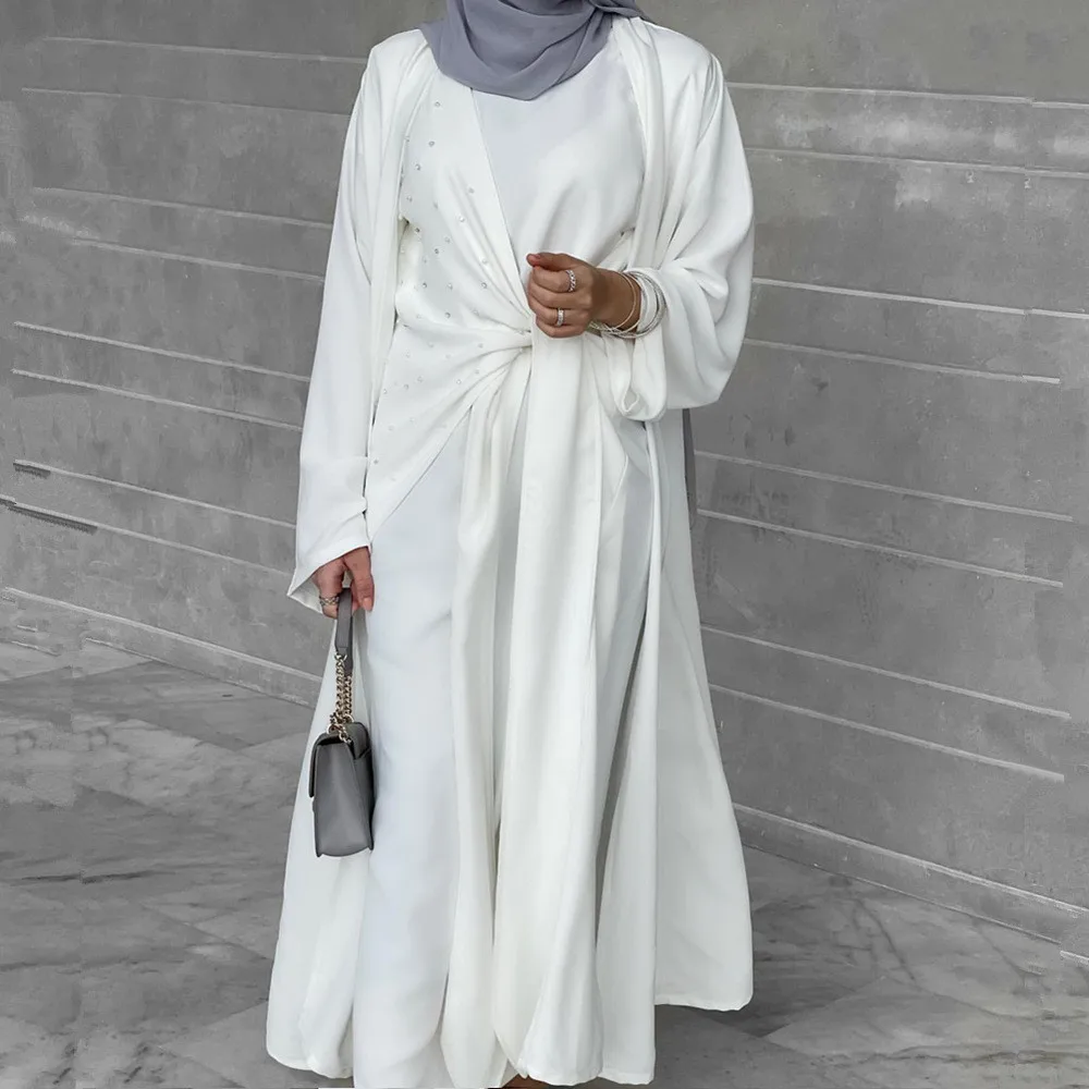 conjunto-de-duas-pecas-de-contas-artesanais-para-mulheres-muculmanas-roupa-combinando-abaya-liso-vestido-de-manga-comprida-dubai-caftan-quimono-islamico-abaya