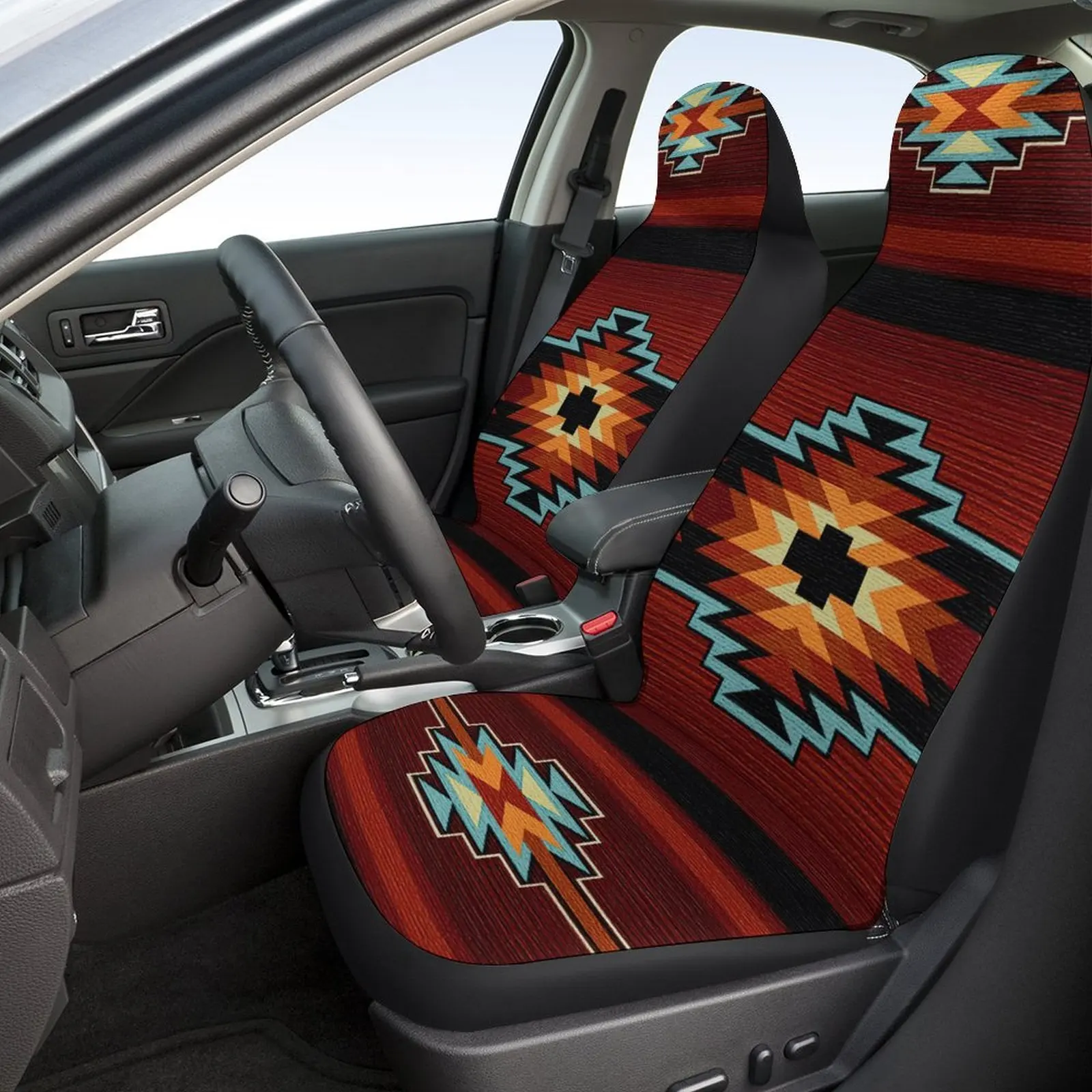 

2pcs Universal Front Seat Cover Printing Universal Front Protector Accessories Cushion Set Car Styling Interior Accessories