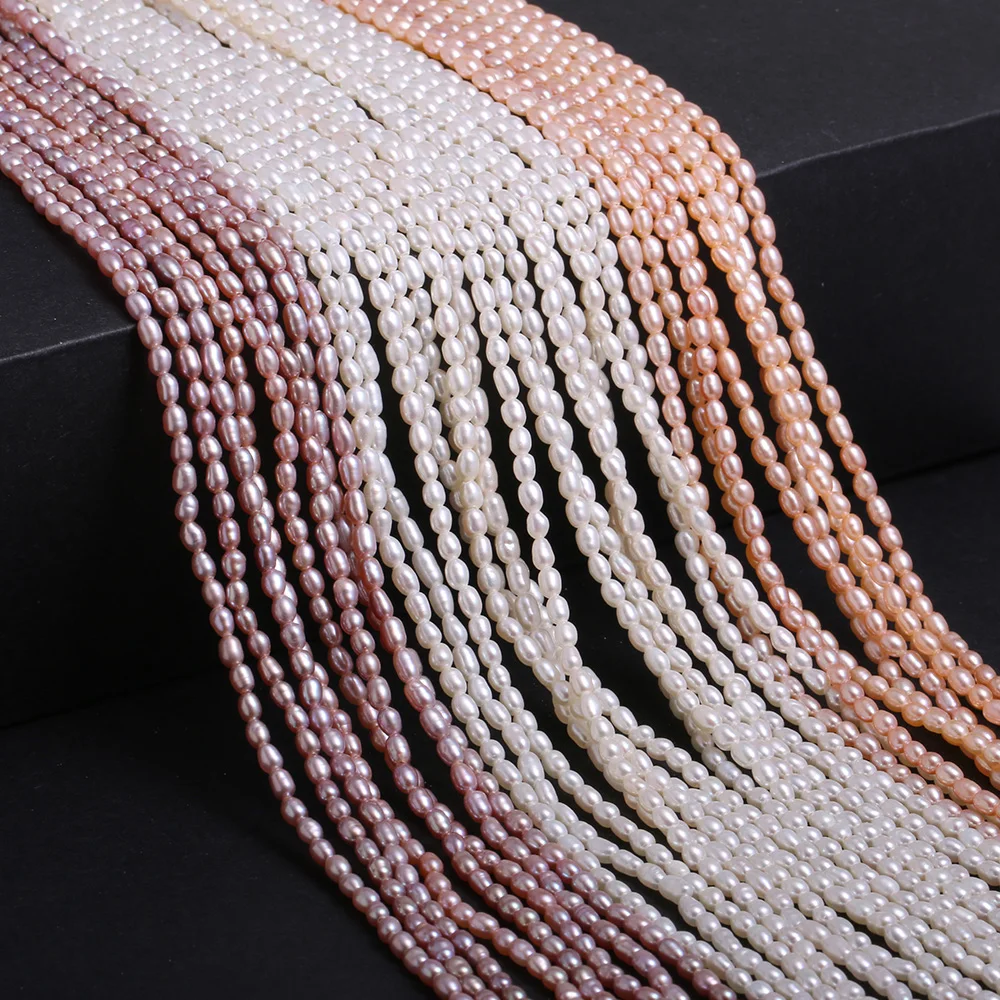 Natural Freshwater Pearl Rice-shaped Loose Beads for Make Jewelry DIY Bracelet Necklace 2-2.5mm