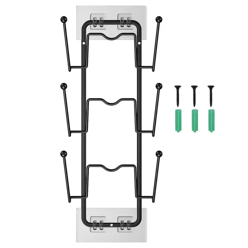 

Органайзер для Крышки Шкафа, настенный/дверной Настенный стальной держатель для крышки кастрюли, 3-уровневый держатель для крышки кастрюли, стойка, органайзер для крышки кухни