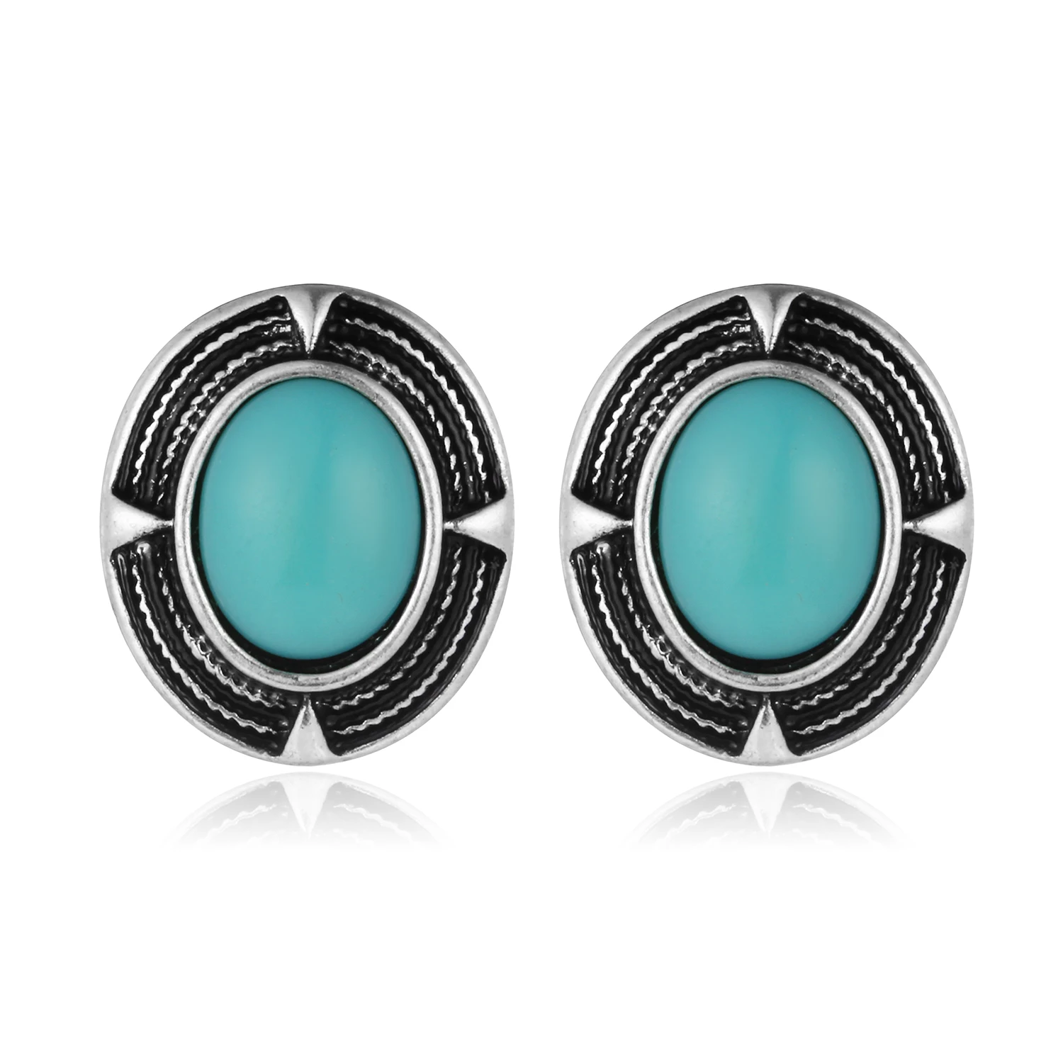 New Design Vintage Round Earrings Woman Big Resin Black Stone Brincos