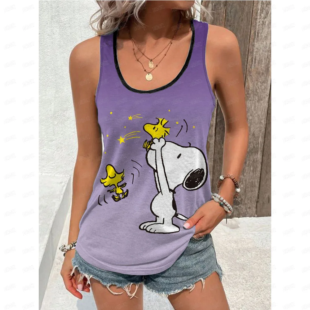 thumbnail image 1 of Camisetas sin mangas de verano para mujer, camisetas sin mangas con estampado de Snoopy, chaleco básico con estampado 3D para mujer, ropa Y2k, 1 of 5