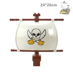 Large Building Block Adventure Ship Series - Brave Pirates Treasure Island Playset (Big Sail)