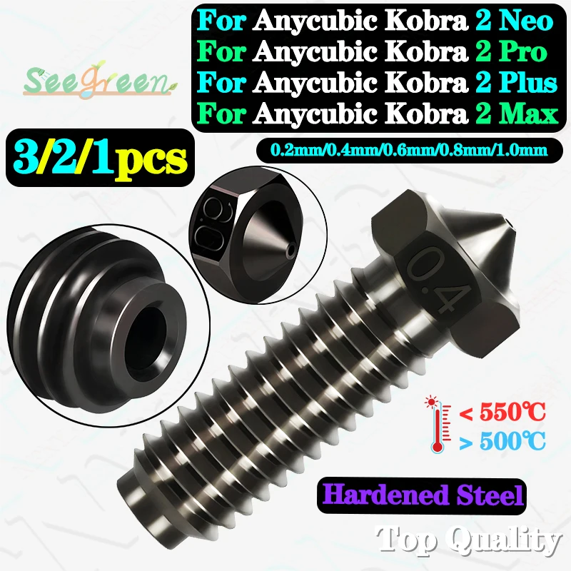 Per Alta Precisione Ad Alto Flusso Per Anycubic Kobra 2 Ugello Neo Vulcano Ugelli In Ottone Da 0.4Mm Acciaio Duro Per Anycubic Kobra 2 Pro