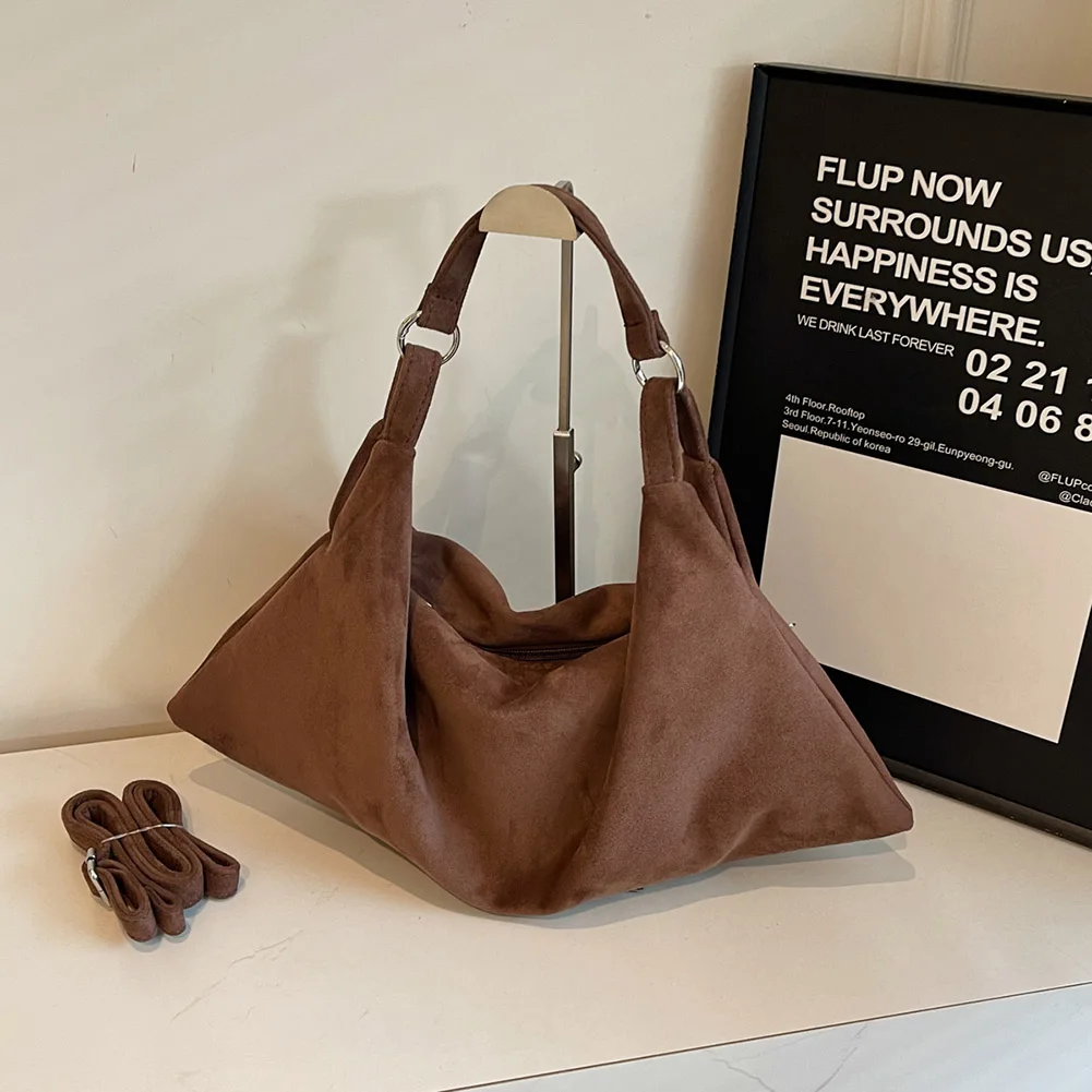 Women Tote Bag Top Handle Bag Large Capacity Faux Suede Fashion Shoulder Satchel Work Bag Slouchy Hobo Bag for Shopping Travel